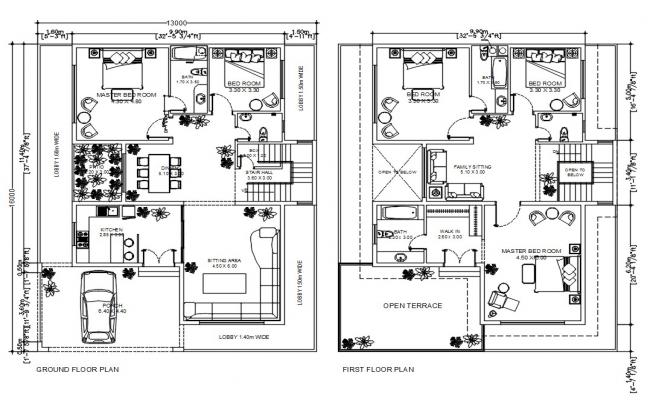 Modern House Plan In 16m X 13m Drawing