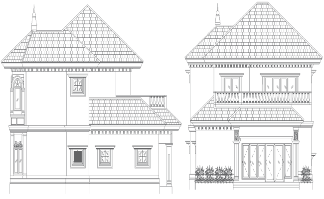 DWG Design of Modern House Elevation in AutoCAD Format