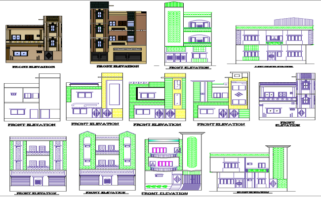 Modern House Front Elevation DWG Drawing Stylish Design