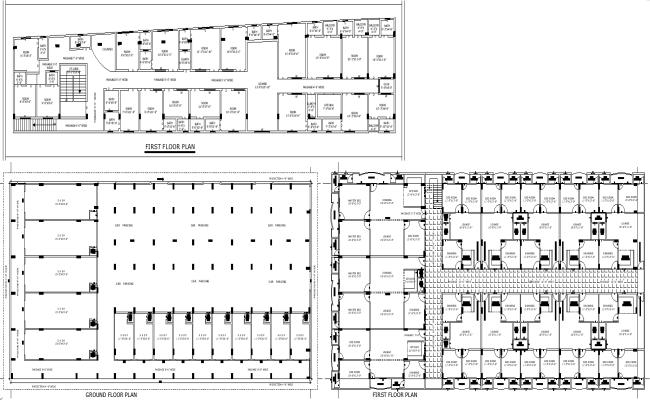 Modern Residential Home Design with Ground Floor Parking and Shop Layout AutoCAD DWG