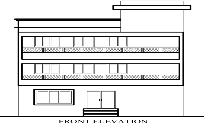 Modern Two-Story House Front Elevation Plan in DWG File
