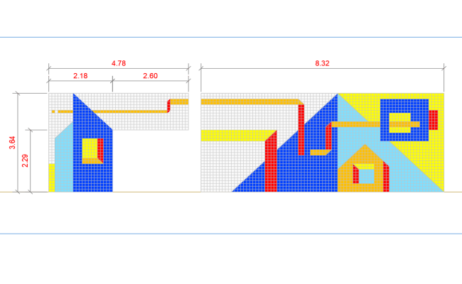 Mosaic Wall Panel Design in AutoCAD DWG File