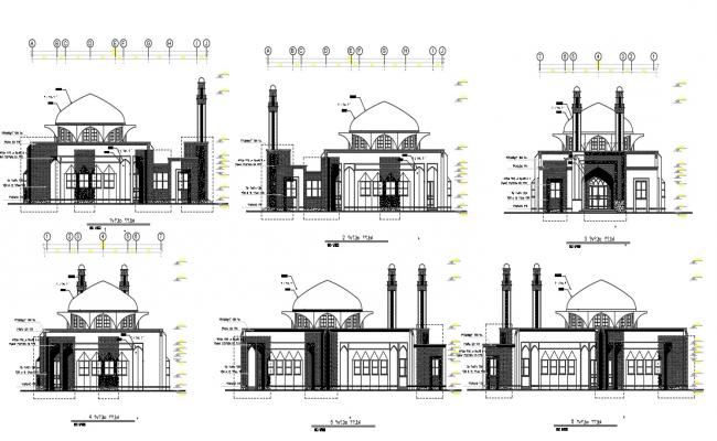 Mosque Elevation Drawing Free Download DWG File