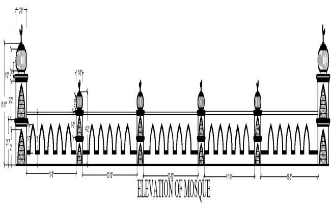 Mosque Elevation Layout Design with AutoCAD DWG File