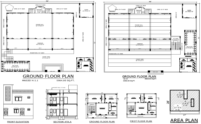 Combined Mosque and House Plan Design in DWG Drawing