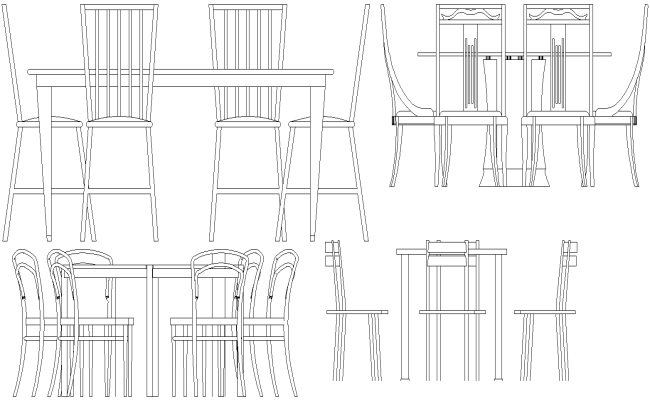 Multi Dining Table and Chair Plan Design AutoCAD DWG 
