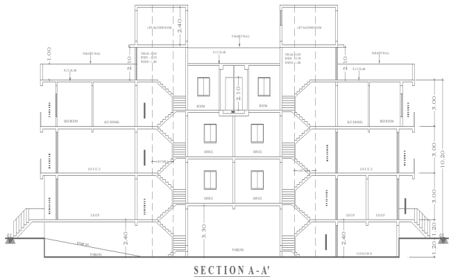 Multi-Use Building Section Layout Plan - AutoCAD DWG File