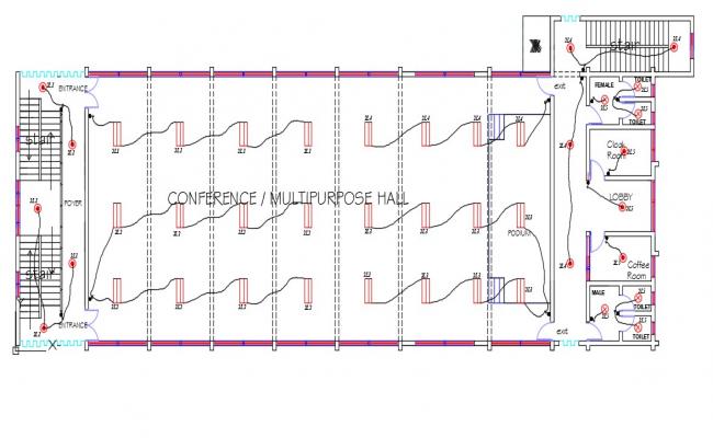 Multipurpose Hall Lighting Point Layout Plan