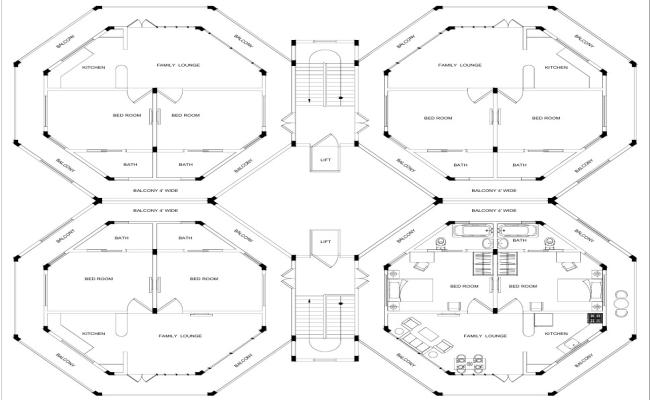 Multistory Pentagonal Building Architecture Layout–AutoCAD DWG Files