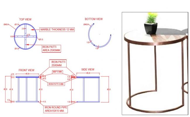 Nesting Table Four View With Furniture Block PDF File