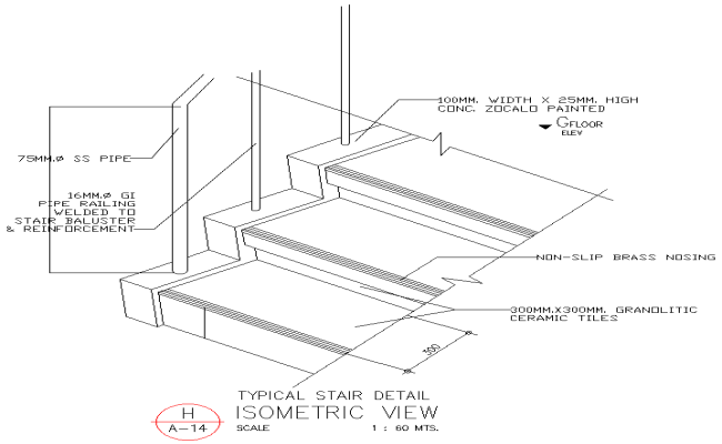 Non slip brass nosing for stairs details dwg autocad drawing .