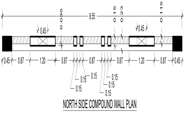 North Side Compound Wall Plan Details - AutoCAD DWG File