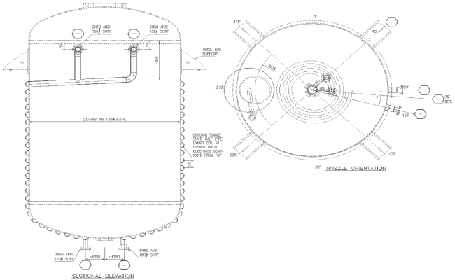 Nozzle Orientation Storage Tank Design AutoCAD DWG File
