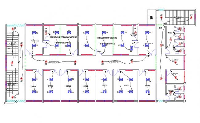 Office Electrical Lighting Layout Plan DWG File
