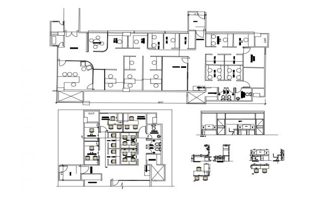 Office Layout Plan In AutoCAD Drawing