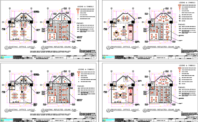 Office Fit-Out DWG File with Layout and Ceiling Plans