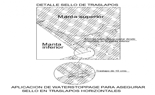 Overlap seal detail cad drawing is given in this cad file. Download this 2d cad file now.