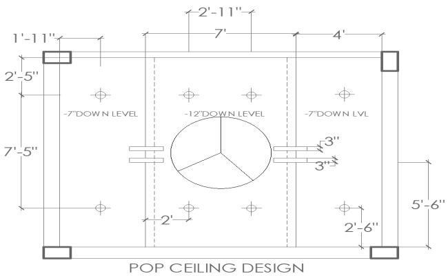 POP Ceiling Design Plan DWG File for AutoCAD Use