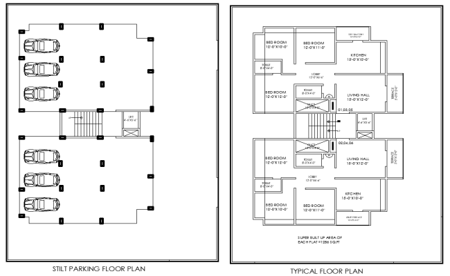 Parking and Floor Layout Plan in AutoCAD DWG Drawing