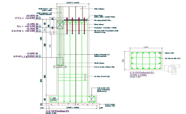 Pedestal Foundation Drawing Free DWG File