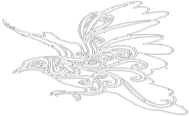 Pigeon drawing contour linear vector design DWG AutoCAD file