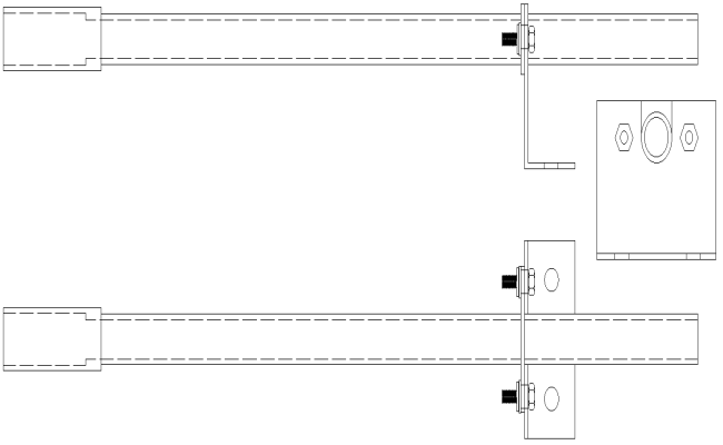 Pipe Support Bracket Drawing With Top, Side, Front Views AutoCAD DWG