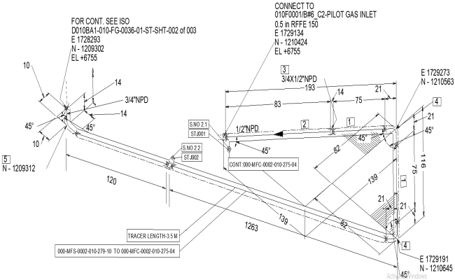 Piping Slope Calculation Design AutoCAD DWG File
