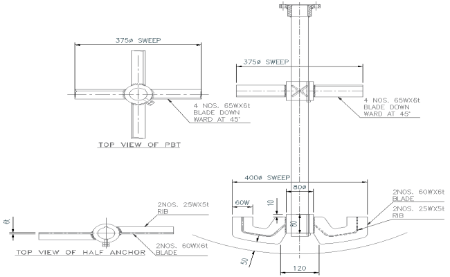 Pitched Blade Turbine Section Plan Design AutoCAD DWG