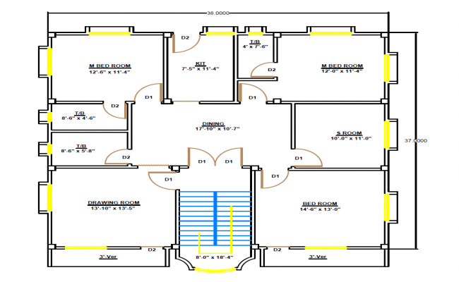 Complete 4 Bedroom House Plan Residential Layout DWG Drawing File