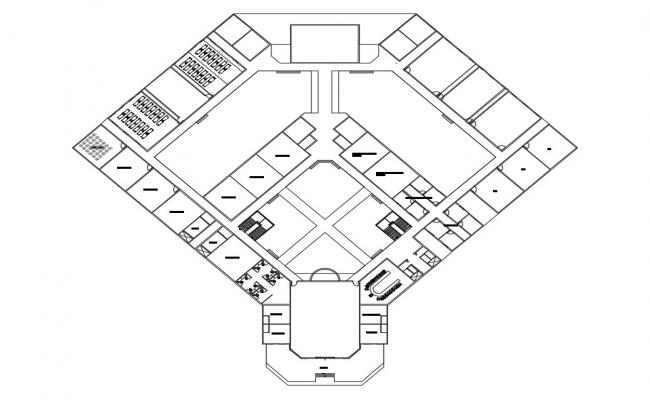 Plan of a college building with detail dimension in AutoCAD