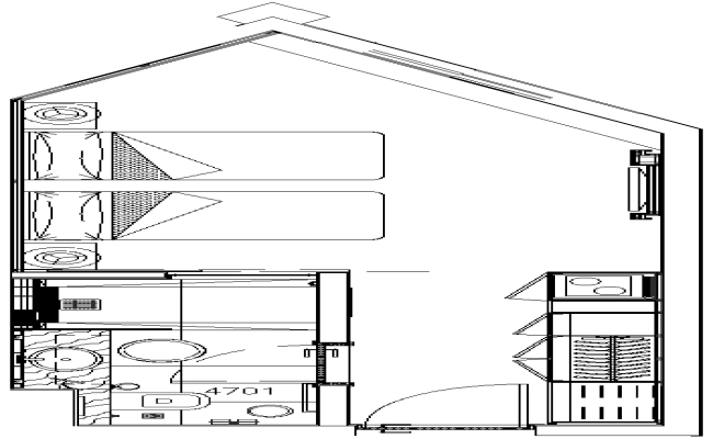 Plan And interior Detail of hotel room DWG AutoCAD file