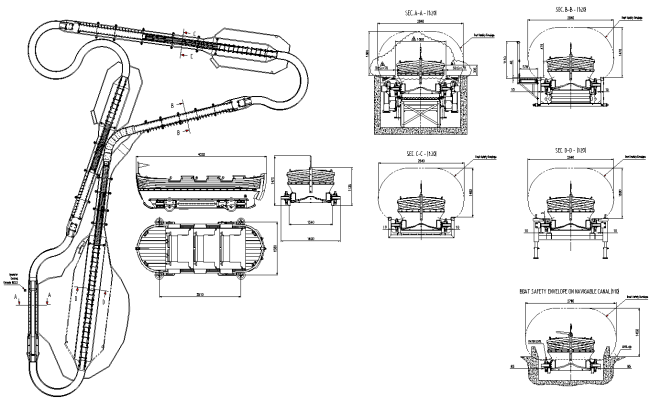 Plan Elevation and Section of Boat Detail DWG AutoCAD file
