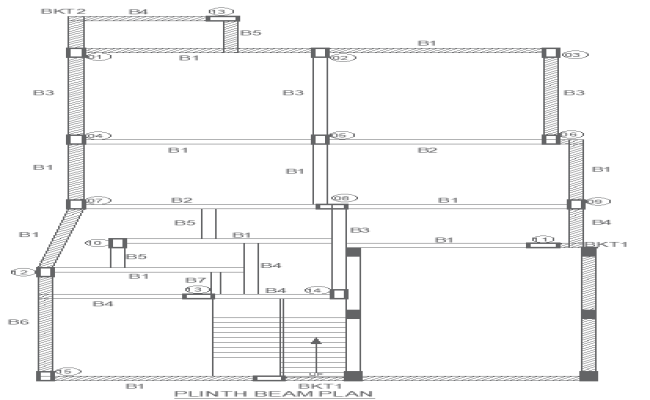 Plinth Beam Plan Layout Details - AutoCAD DWG Download File