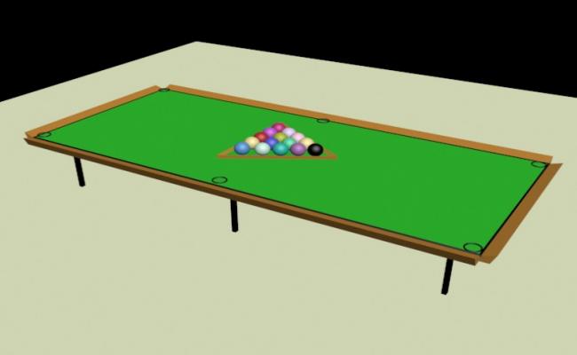 Game Room Pool Table 3D model Design Layout in DWG File Format