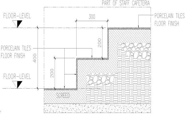 Porcelain Tiles Floor Finish for staff Cafeteria Detail DWG AutoCAD file