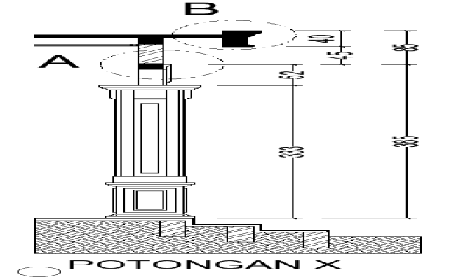 Potogan x details with pillar construction details dwg autocad drawing .