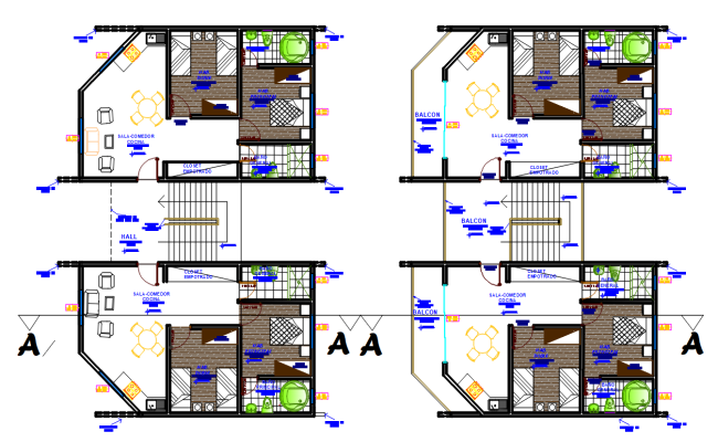 Professional CAD Drawings 2 BHK Apartment Layout Plan