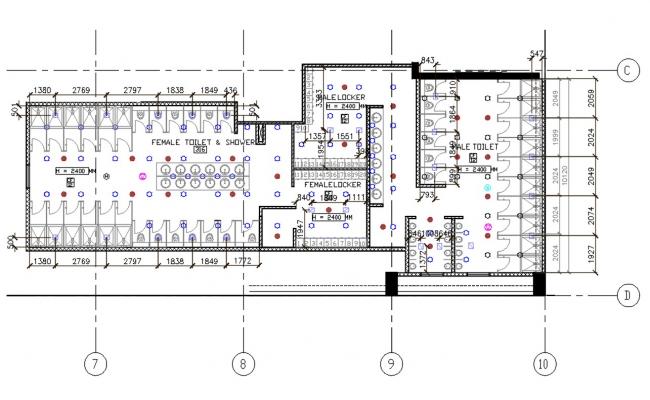 Public Toilet Plan With False Ceiling Design DWG File