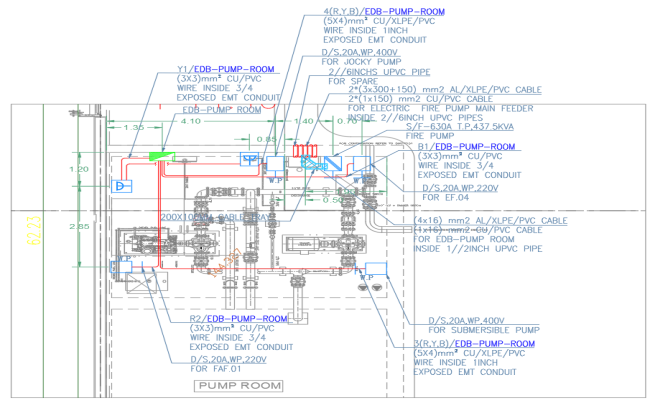 Pump Room Electrical Layout in AutoCAD Drawing Format