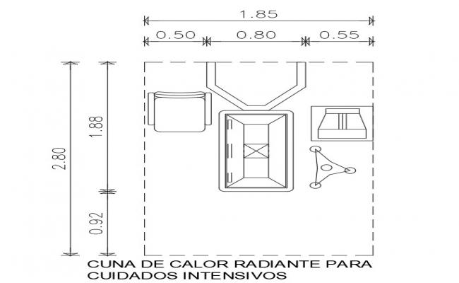Radiant heat cradle for intensive care drawing presented in this CAD file | Download 2d autocad drawing file.