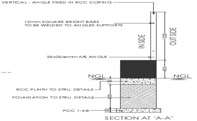 RCC Plinth and Vertical Angle Details with Coping DWG File