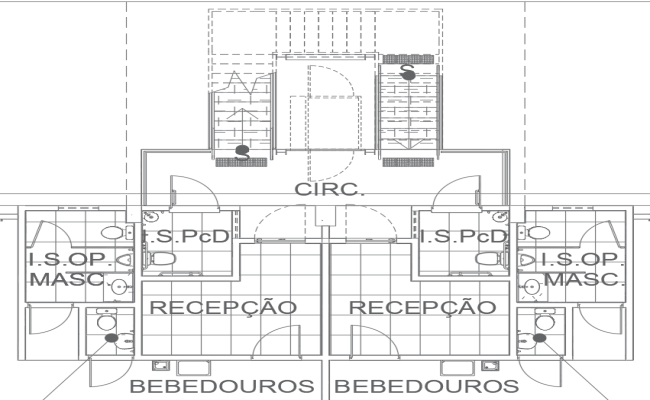 Reception Area and Restroom Layout Design AutoCAD DWG File