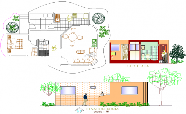 Residence Layout plan dwg file.