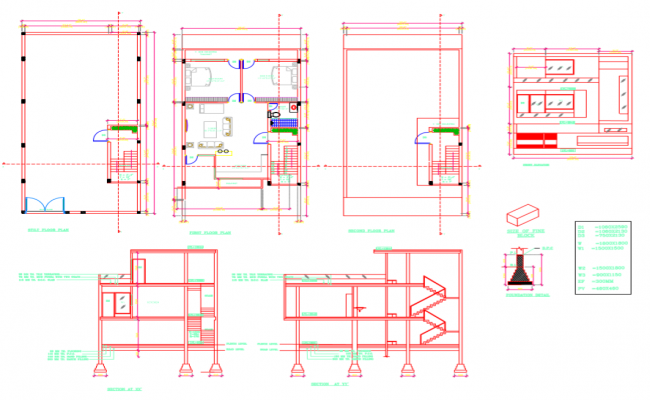 AutoCAD DWG file of 2BHK Residence Floor Layout and Design plan