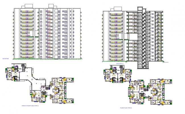 Residential Floor Plan Elevation Section Drawing DWG File