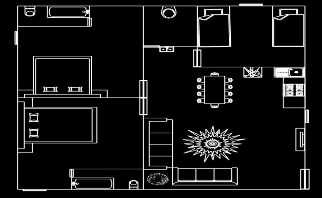 Residential flat 3bhk 2d view