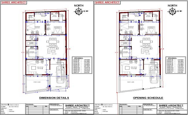 2050 sqft Residential House Plans AutoCAD DWG Drawing
