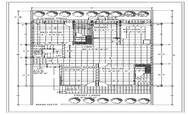 Residential house plan PDF with layouts and furniture details