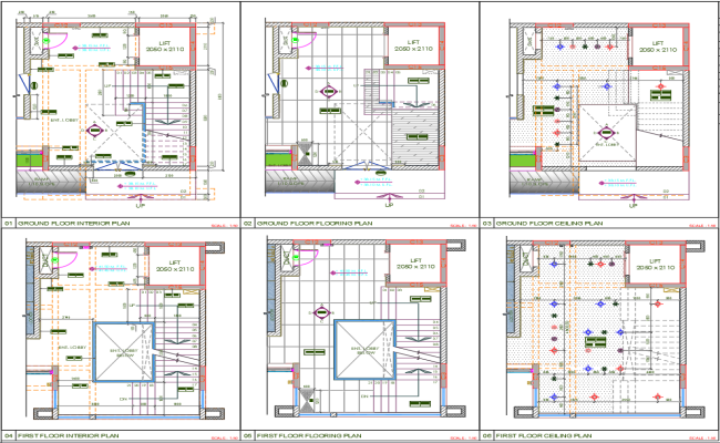 Residential Interior Ceiling & Flooring DWG Plan | Cadbull