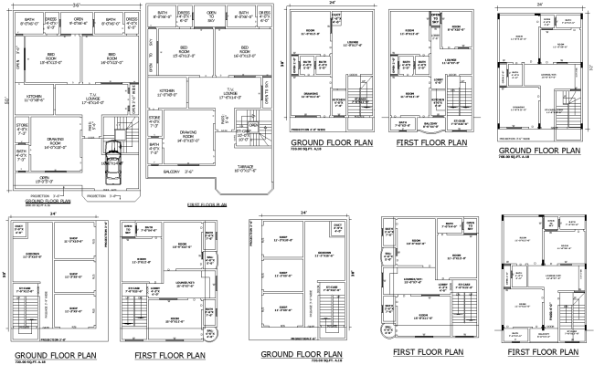 AutoCAD 36ftx50ft House Layout with Shop Area DWG Plan